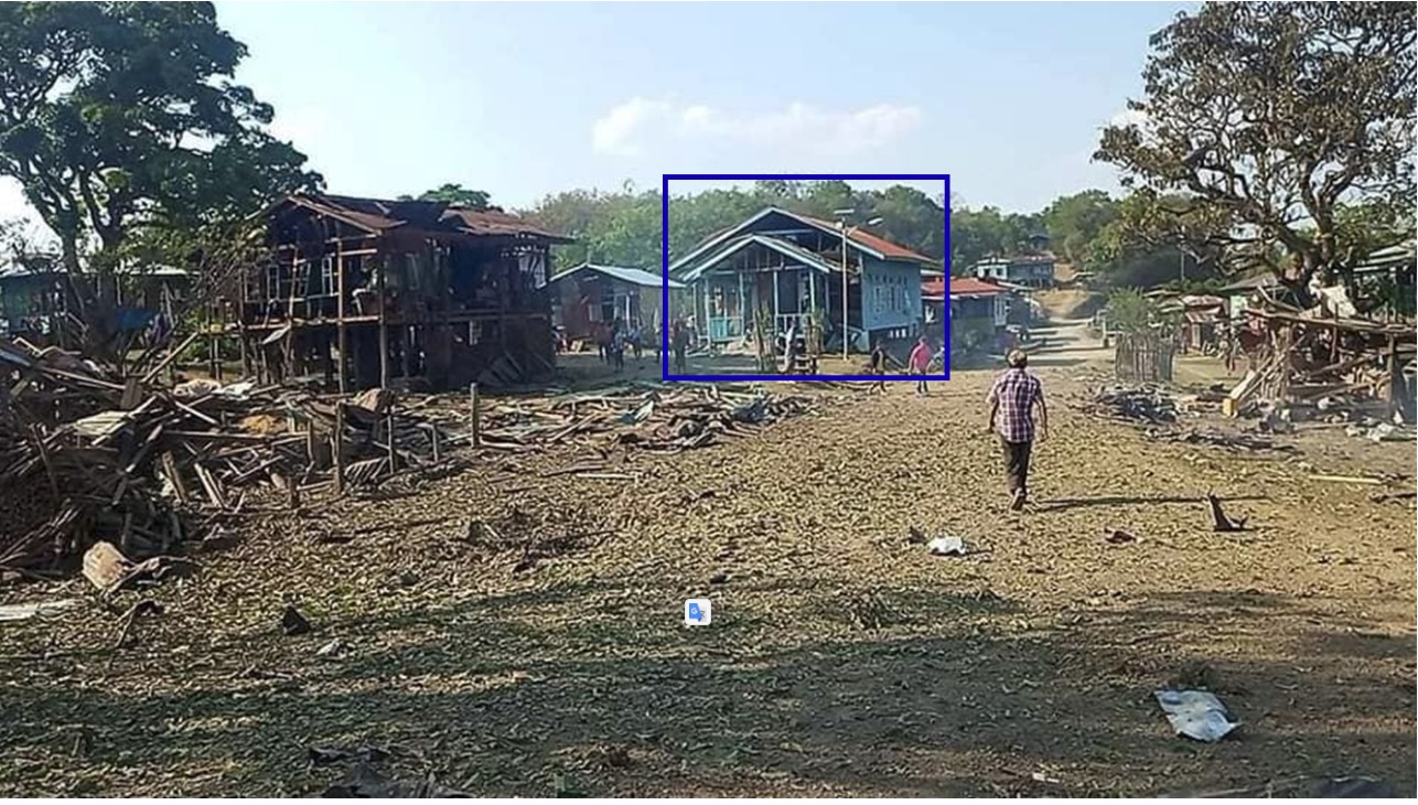 緬甸見證人項目收集到的Tlanglo 村的建築物受損情形，包括緬甸長老教會教堂。（圖／Presbyterian Church of Myanmar - General Assembly）
